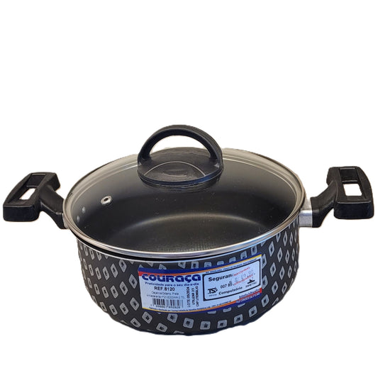 Panela Caçarola Estampada Preta Antiaderente Nº20 - 2,70 Litros | Couraça