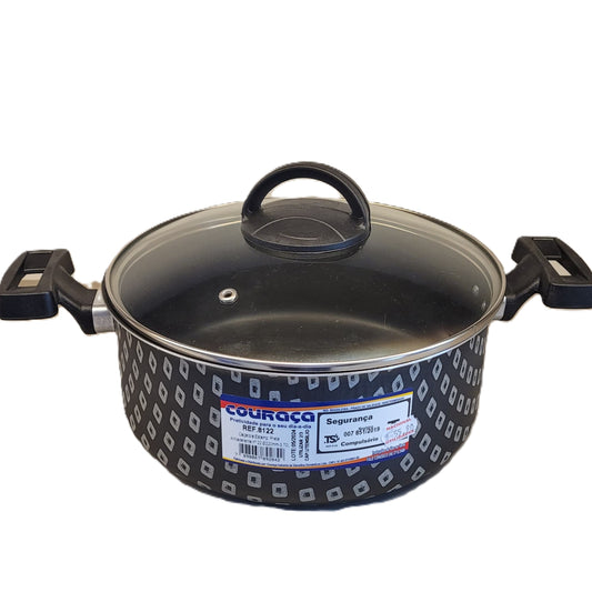 Panela Caçarola Estampada Preta Antiaderente Nº22 - 3,70 Litros | Couraça