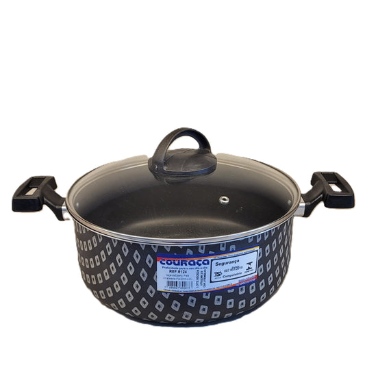 Panela Caçarola Estampada Preta Antiaderente Nº24 - 4,40 Litros | Couraça