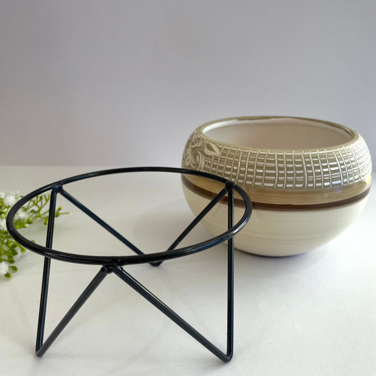 Cachepot Decorativo G em Cerâmica com Suporte Cristal – Star Bella