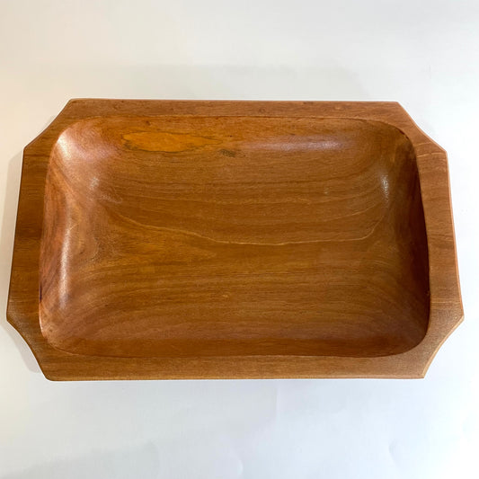 Gamela Artesanal Retangular de Madeira | Petisqueira Rústica - 30 x 19,5 x 5 cm