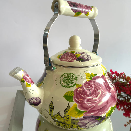 Chaleira Esmaltada 2,5L Vintage Estampa Floral