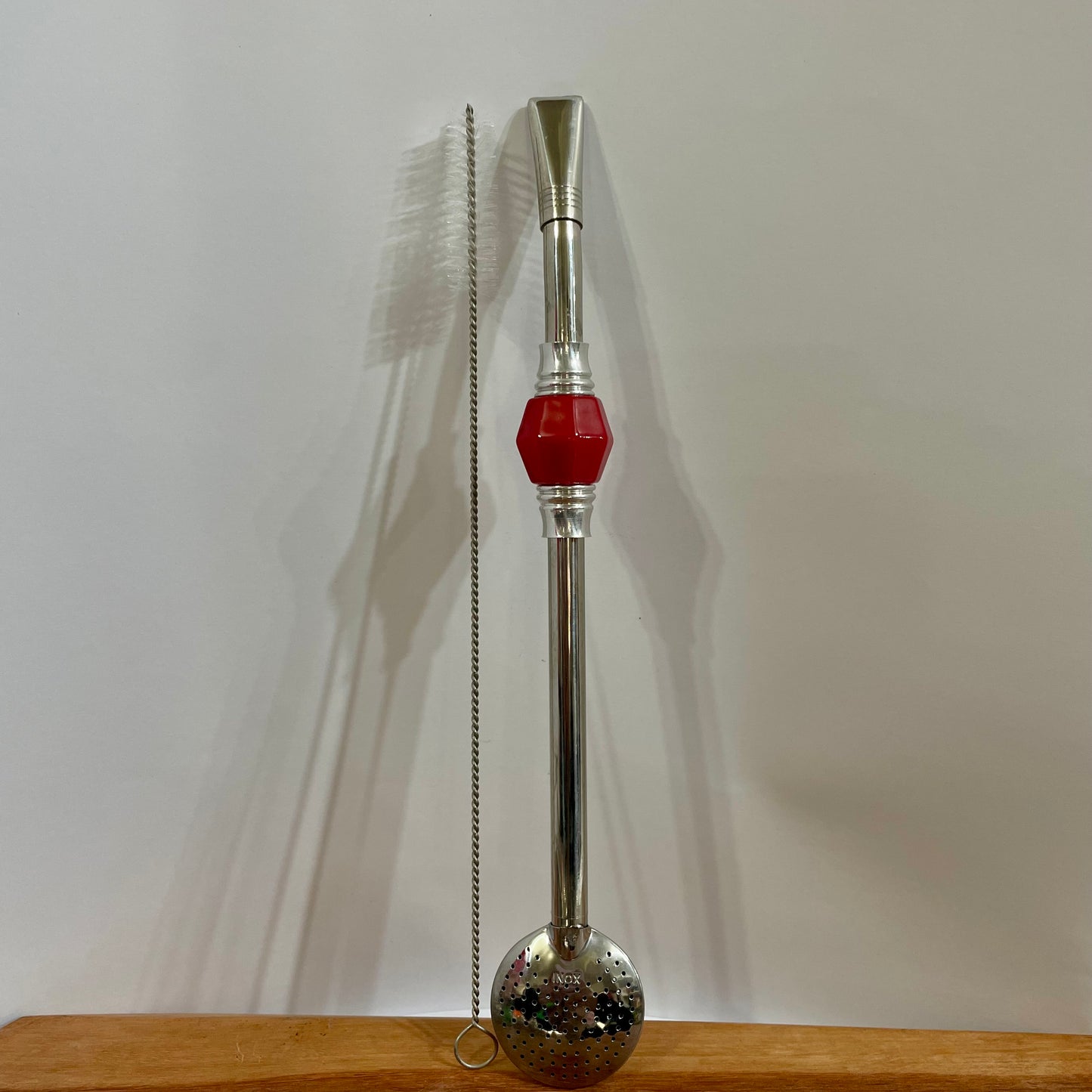 Bomba de Chimarrão Aço Inox 25 cm com Rosca - Pedra Acrílica | Garibaldi