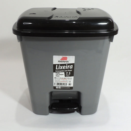 Lixeira Retangular com Pedal 7,5 Litros | Plásticos Rainha