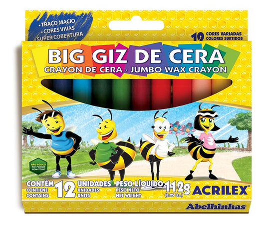 Giz de Cera Jumbo 12 Cores Big Giz 112g | Acrilex