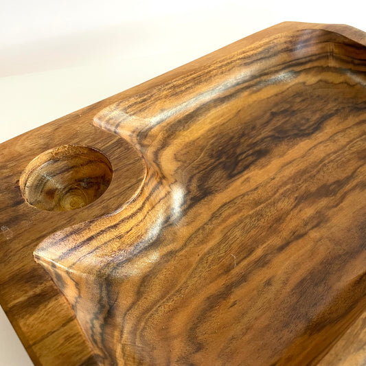 Gamela Rústica em Madeira Natural – Artesanal e Funcional - 30 x 19,5 x 5 cm