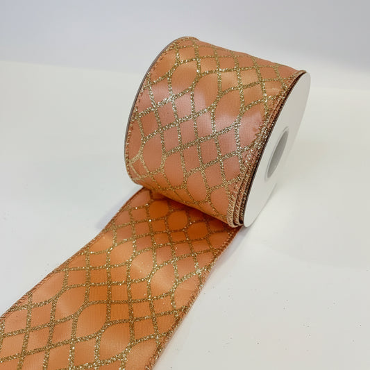 Fita Decorativa Aramada 6,3 cm × 9,14 m – Rosa Rose com Glitter e Costura – Ideal para Decoração, Festas, Natal e Presentes