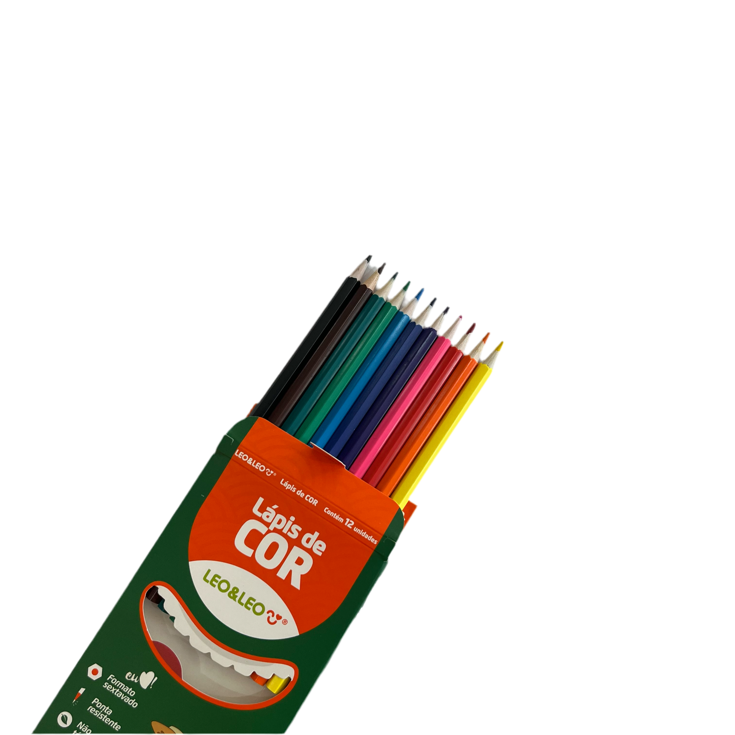 Kit 12 Lápis de Cor Sextavado Flex | Leo&Leo