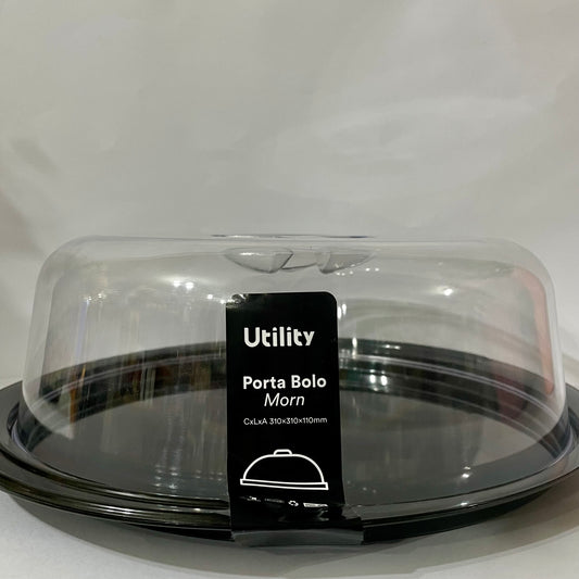 Porta Bolo Plástico com Tampa Morn | Preto | Utility