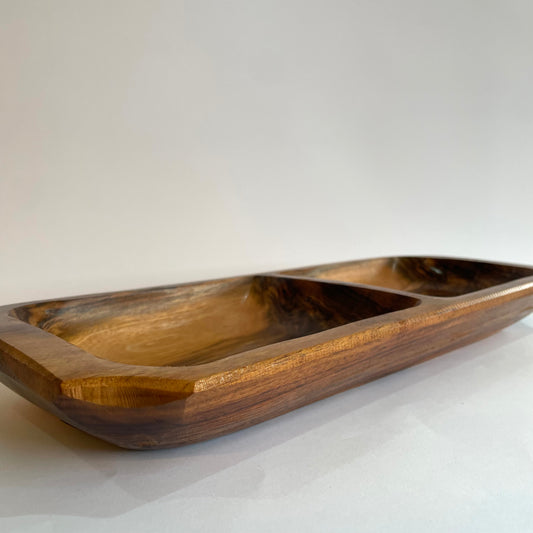 Gamela Rústica de Madeira com 2 Divisórias – Artesanal e Decorativa