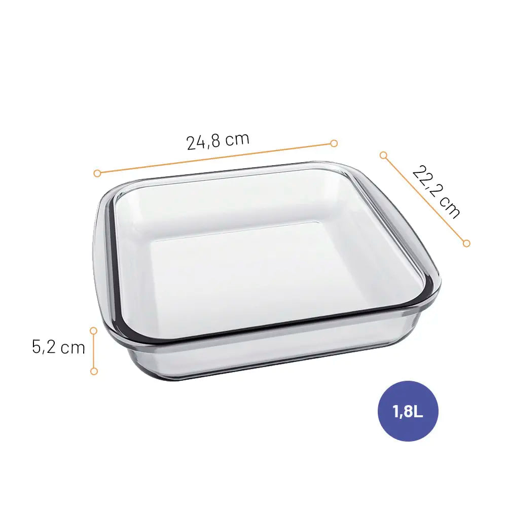 Assadeira de Vidro Quadrada 1,8 Litros Marinex | Nadir
