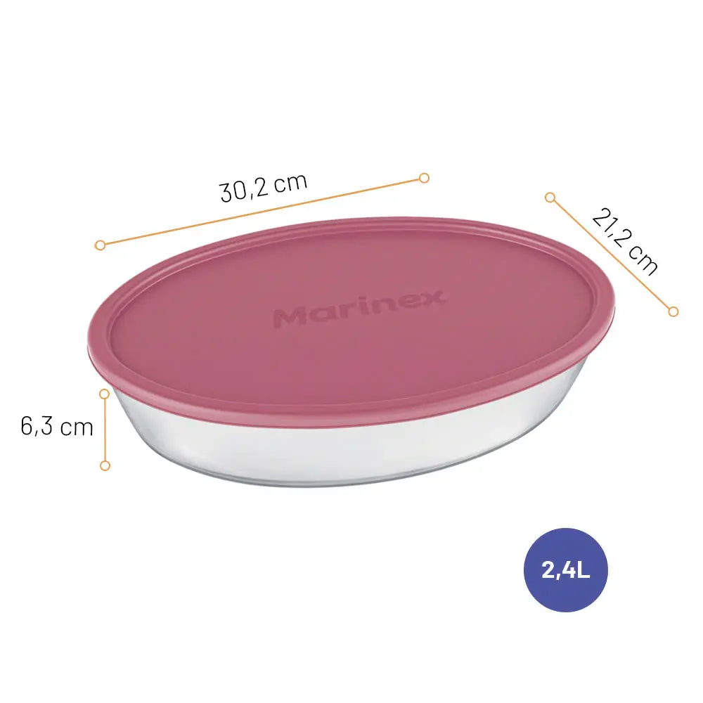 Assadeira Oval Clássica 2,4 Litros com Tampa Plástica Marinex | Nadir