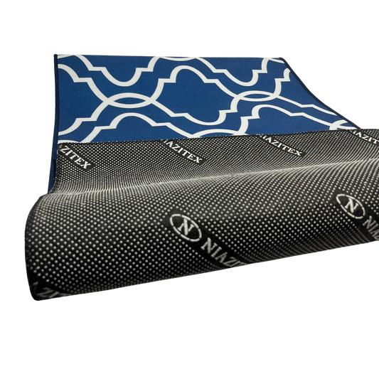 Tapete 50 cm x 1 m Donatelo - Azul e Branco | Niazitex