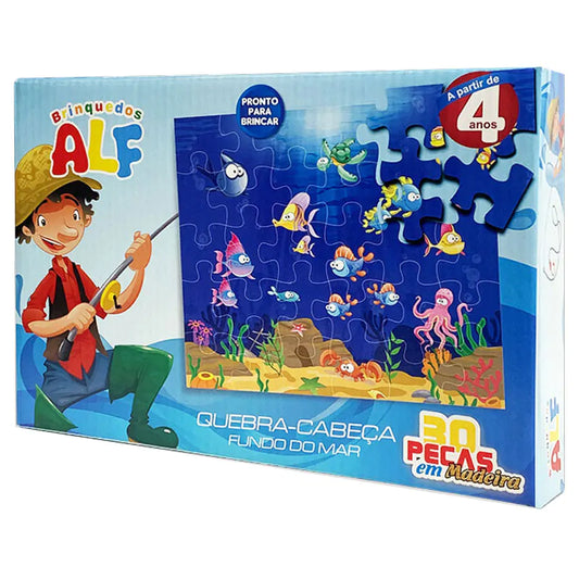 Quebra-Cabeça Infantil 30 Peças Fundo do Mar – Alf Brinquedos (MDF) | Enigma Infantil