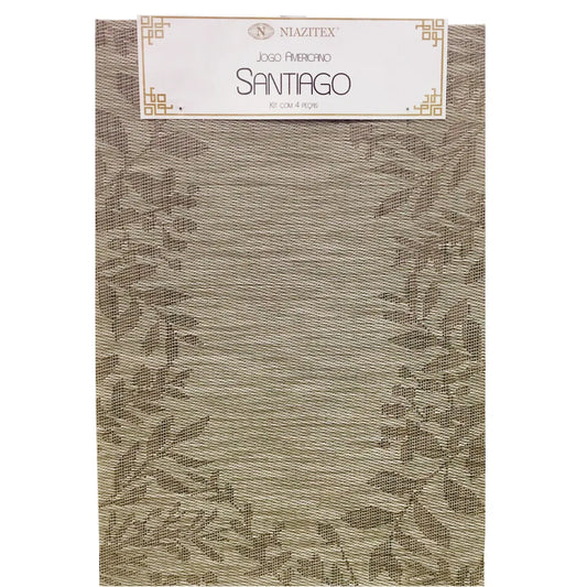 Jogo Americano Santiago 4 Peças 30×45 cm – Bege e Fendi Ramos | PVC Niazitex