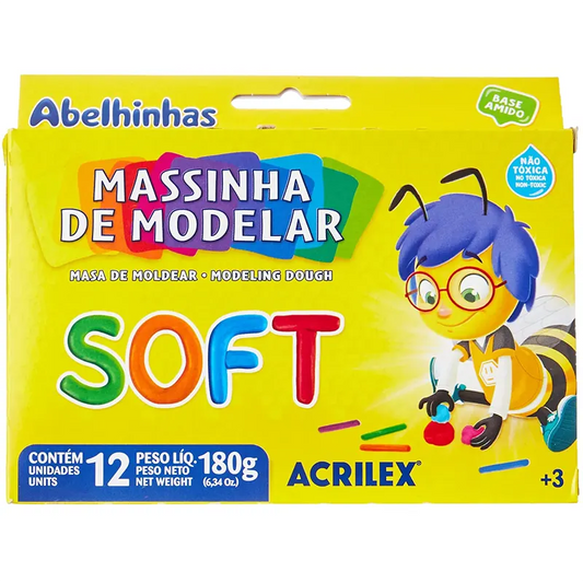 Massinha de Modelar Soft com 12 Cores Foscas 180g | Acrilex