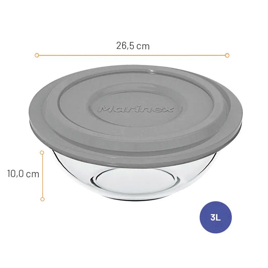 Tigela para Preparo Plus Astral com Tampa Plástica 3 Litros | Marinex