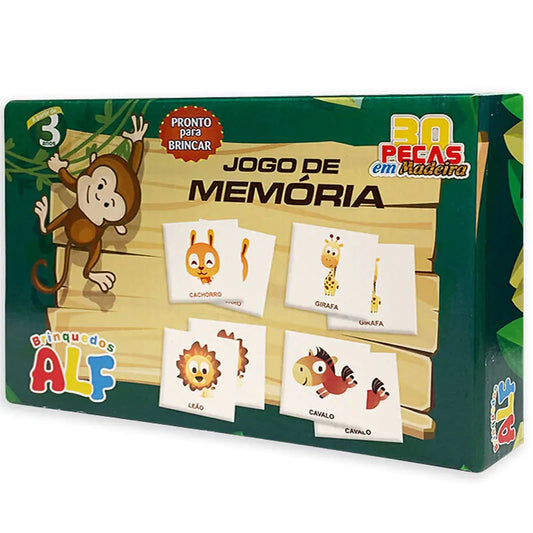 Jogo da Memória Animais Alf Brinquedos – 30 Peças em Madeira | Educativo Infantil