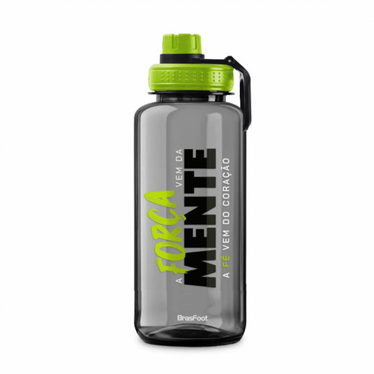 Garrafinha de Água Eco 1 Litro - Força Vem da Mente, a Fé Vem do Coração | Brasfoot Presentes