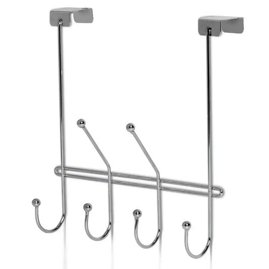 Cabide Maxx 4 Ganchos para Porta Niquelart Ref. 060 – Aço Cromado, Suporte Sobre a Porta, Organização Fácil