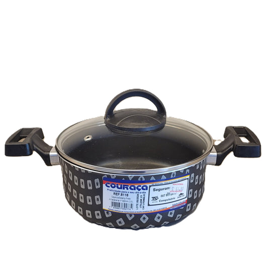 Panela Caçarola Estampada Preta Antiaderente Nº18 - 2,00 Litros | Couraça