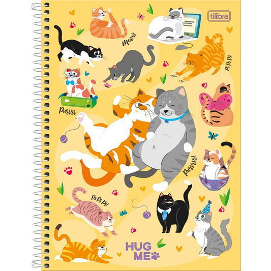 Caderno Hug Me Pets | Universitário Capa Dura 1 Matéria 80 Folhas | Tilibra