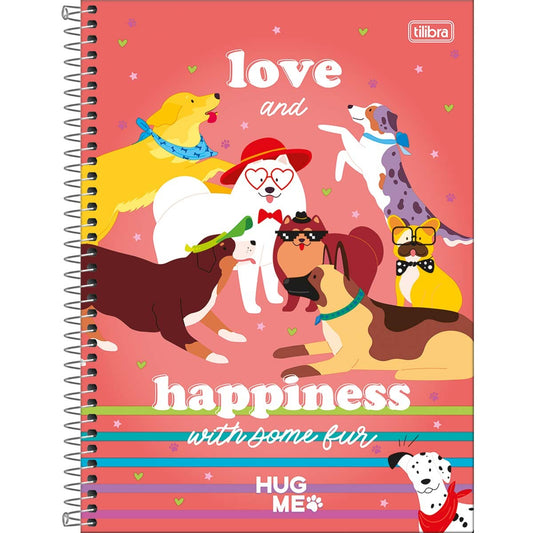 Caderno Hug Me Pets | Universitário Capa Dura 1 Matéria 80 Folhas | Tilibra