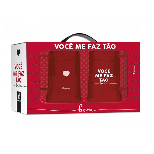 Kit 2 Canecas de Gel 300 ml - Você me Faz Tão Bem | BrasFoot Presentes