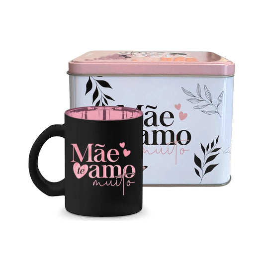 Caneca de Vidro 300ml Diamond Metalic com Lata - Mãe, Sua Luz Inspira | Brasfoot Presentes