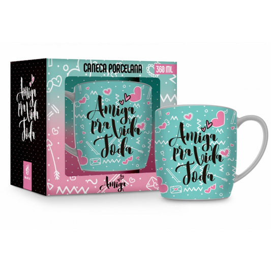 Caneca de Porcelana Urban 300ml - Amiga para Toda Vida | Brasfoot Presentes