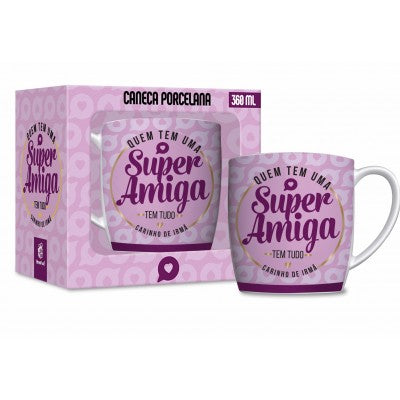 Caneca de Porcelana Urban 300ml Família - Quem tem uma Super Amiga, Tem Tudo! | Brasfoot