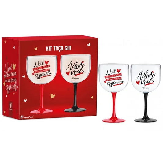 Conjunto de Taças para Gin 580 ml - Adoro Você | Brasfoot Presentes