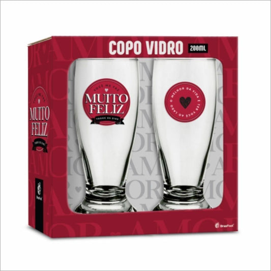 Conjunto 2 Copos Munich 280 ml - Você me Faz Muito Feliz | Brasfoot Presentes