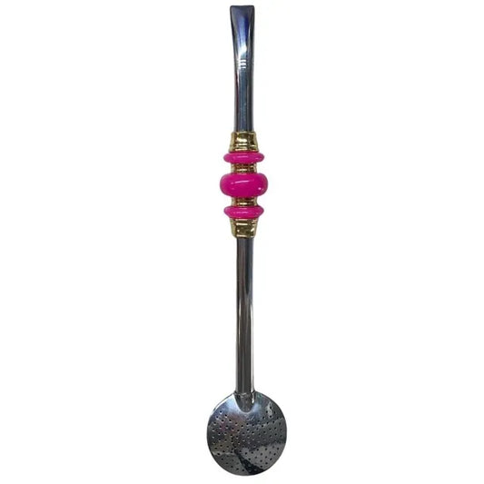 Bomba de Chimarrão Inox 3 Anéis Dourado Rosa 22 cm – Matetri