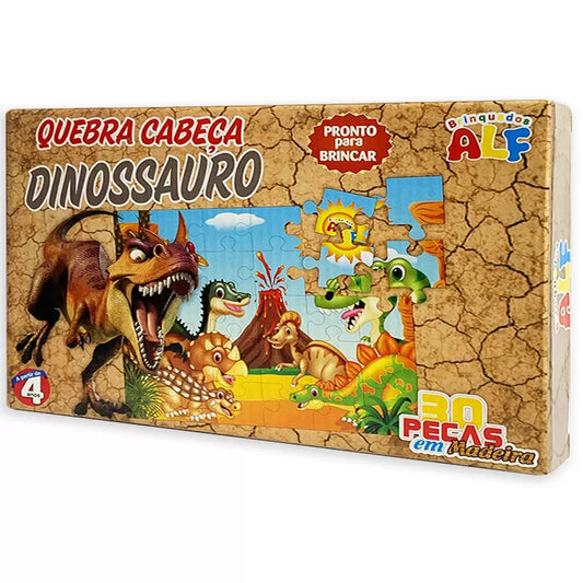Quebra-Cabeça Dinossauro ALF 30 Peças – Brinquedos ALF, Madeira, Educativo, A partir de 4 anos