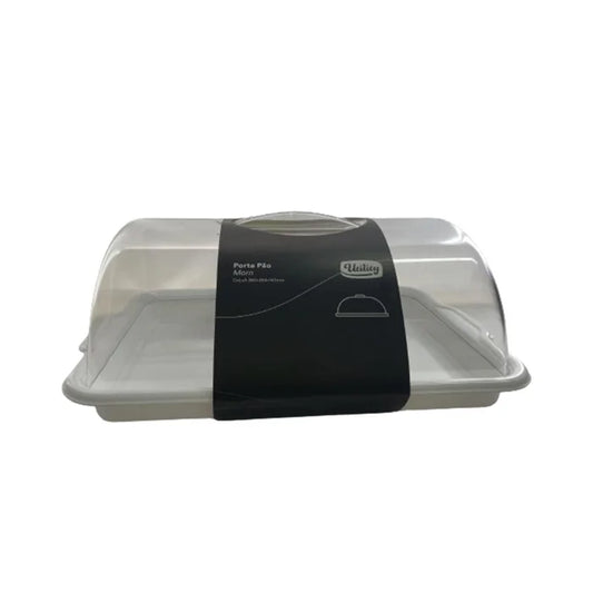 Porta Pão Plástico com Tampa Morn | Cinza | Utility