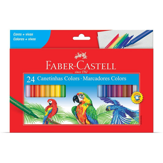 Kit 24 Canetinhas Colors | Canetas Hidrográficas | Hidrocor | Faber-Castell