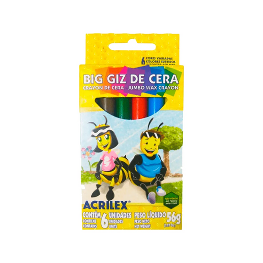 Giz de Cera Jumbo 6 Cores Big Giz 56g | Acrilex