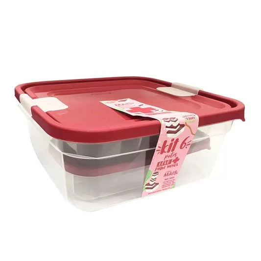 Conjunto de 6 Potes Quadrados Linha Mais | Plasvale