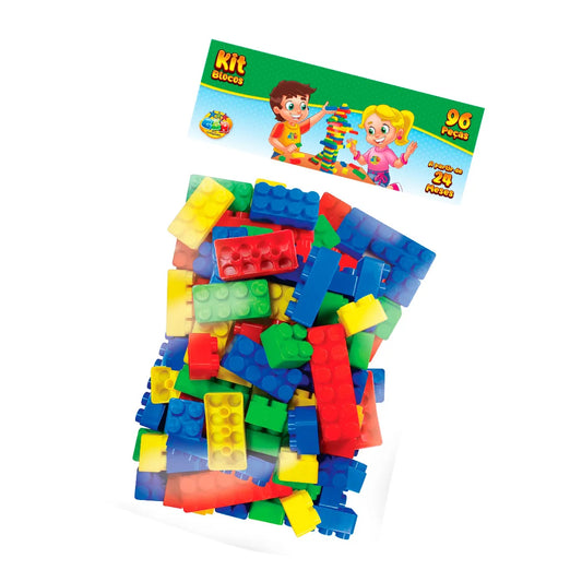 Blocos de Montar Infantil 96 Peças – Kit Educativo Criativo GGB Brinquedos