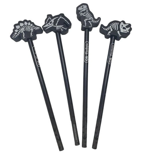 Lápis de Escrever Grafite Redondo Preto Decorado Dinoglow | Cis