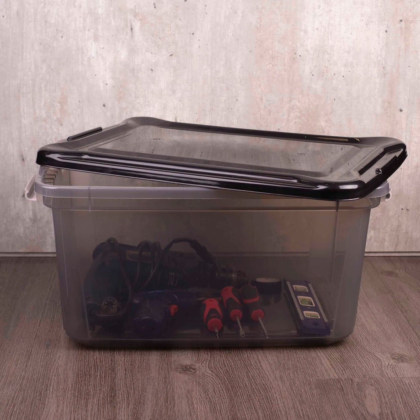 Caixa Plástica Organizadora Transparente Preta 50 Litros | Plasvale