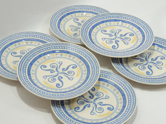 Conjunto de Pratos Rasos 26 cm Grano Azul e Amarelo – Oxford Biona | Cerâmica