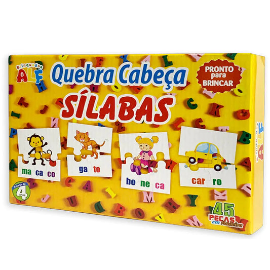 Quebra-Cabeça Educativo Sílabas ALF Brinquedos (45 Peças) – Jogo de Alfabetização Infantil