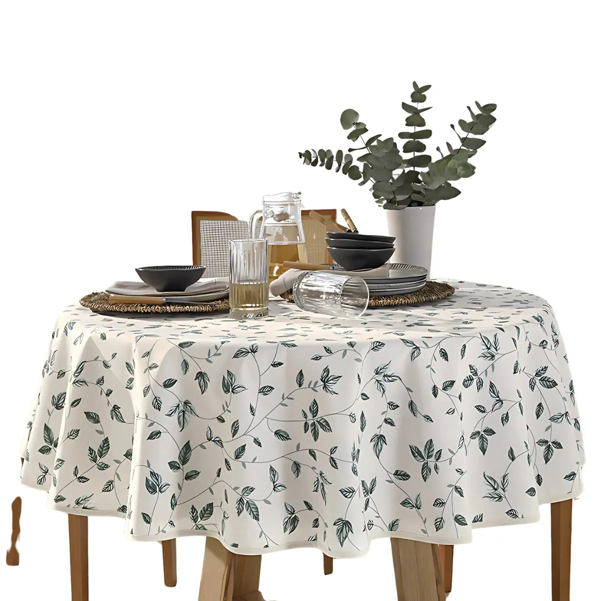 Toalha de Mesa Redonda Döhler Clean Athenas Estampa Botânica 01 1,60 m – 6 Lugares – 50% Algodão 50% Poliéster – Tecnologia Antimanchas