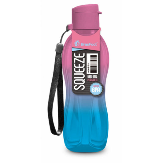 Garrafinha Squeeze Matte 600 ml - Rosa e Azul | Brasfoot Presentes