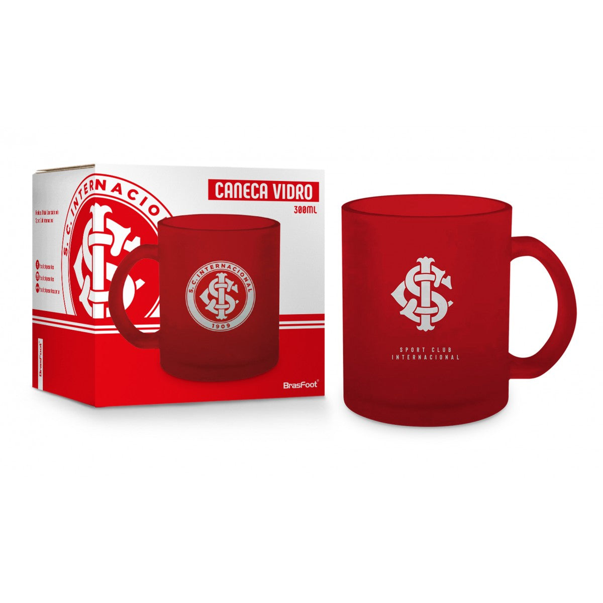 Caneca de Vidro Diamond 300 ml do Internacional | Brasfoot Presentes
