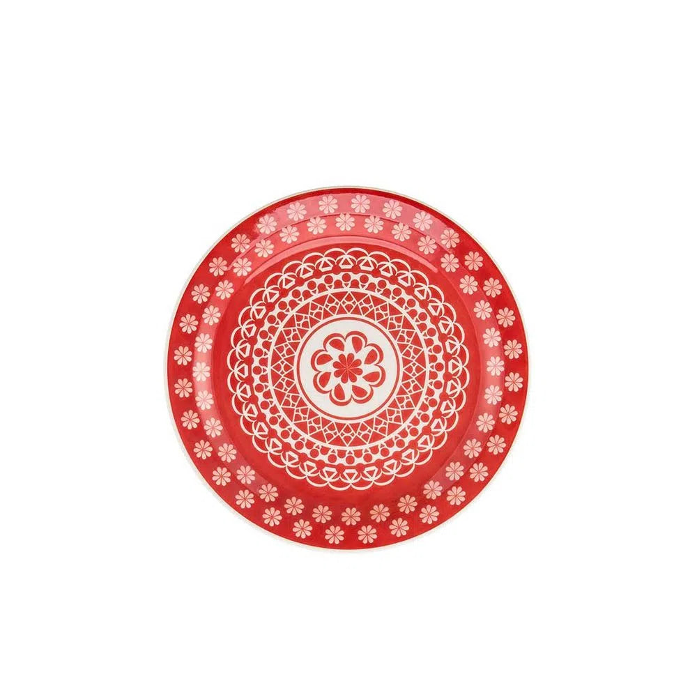 Prato de Sobremesa 20 cm Renda Mandala Vermelha | Oxford