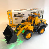 Brinquedo Trator Carregadeira 28 cm com Luz e Som – PP Import, Função Bate e Volta, Eleva/Abaixa Pá (3x AA) – Brinquedo Construção