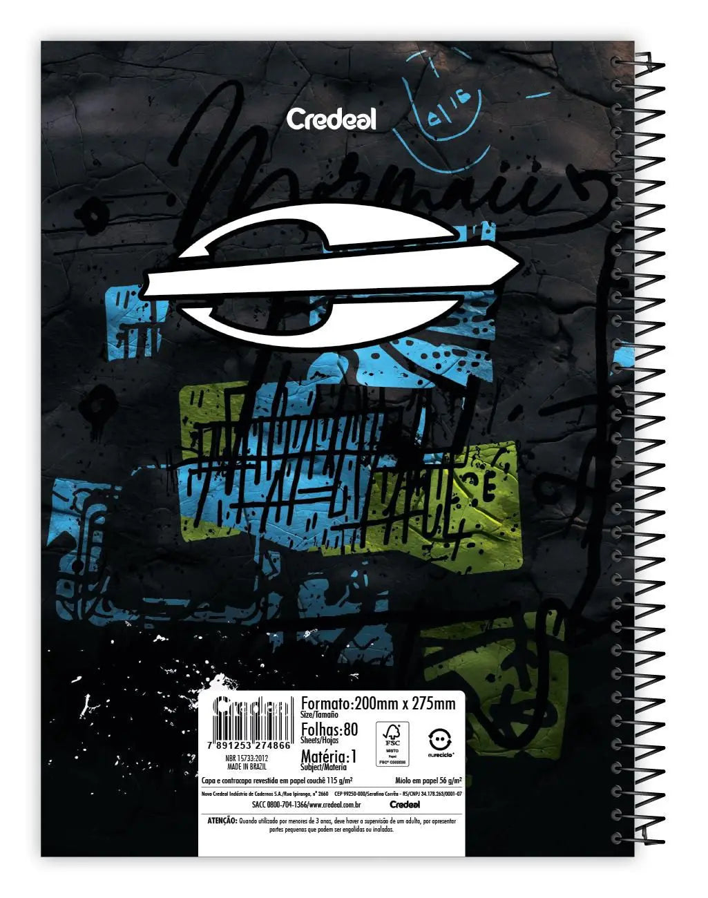 Caderno Universitário Mormaii Masculino 10 Matérias 160 Fls – Credeal